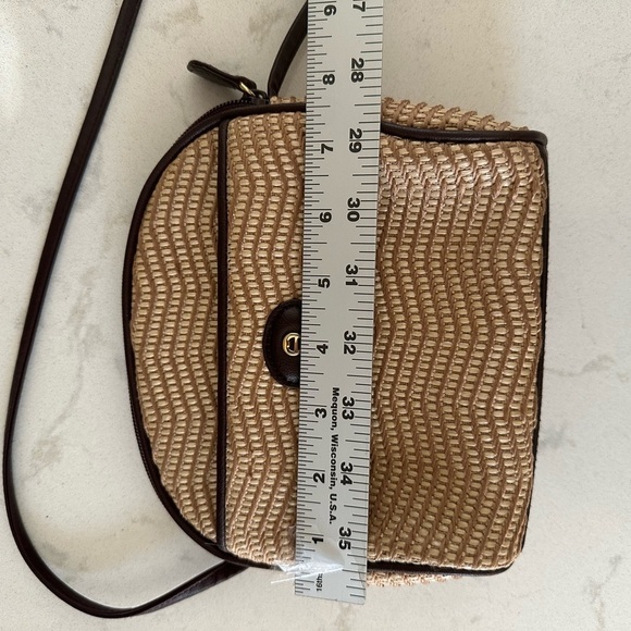 Vintage  Etienne Aigner Woven Straw & Leather Handbag Purse - Picture 6 of 14